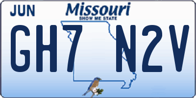 MO license plate GH7N2V