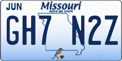 MO license plate GH7N2Z