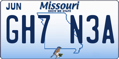 MO license plate GH7N3A