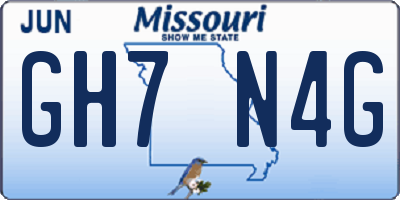 MO license plate GH7N4G