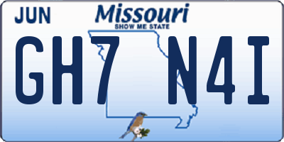 MO license plate GH7N4I