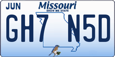 MO license plate GH7N5D