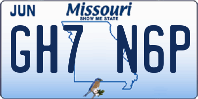 MO license plate GH7N6P