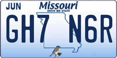 MO license plate GH7N6R