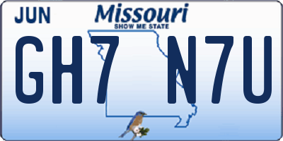 MO license plate GH7N7U