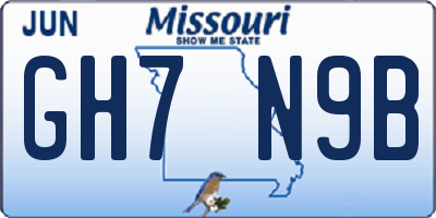 MO license plate GH7N9B