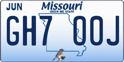MO license plate GH7O0J