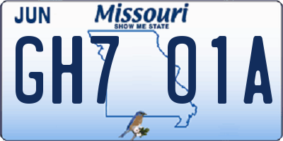 MO license plate GH7O1A