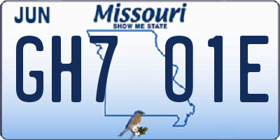 MO license plate GH7O1E