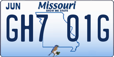 MO license plate GH7O1G