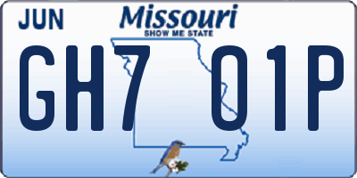 MO license plate GH7O1P
