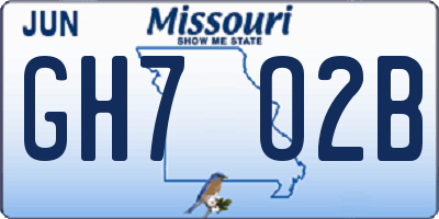 MO license plate GH7O2B