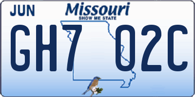 MO license plate GH7O2C