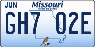 MO license plate GH7O2E