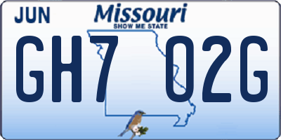 MO license plate GH7O2G