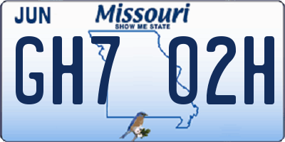MO license plate GH7O2H