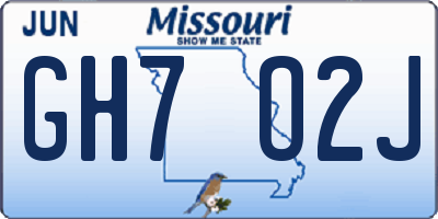 MO license plate GH7O2J