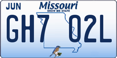 MO license plate GH7O2L