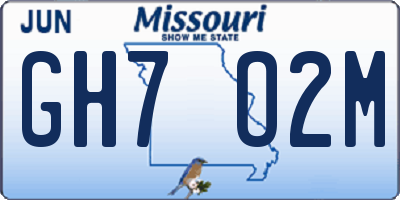MO license plate GH7O2M