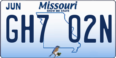 MO license plate GH7O2N