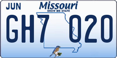 MO license plate GH7O2O