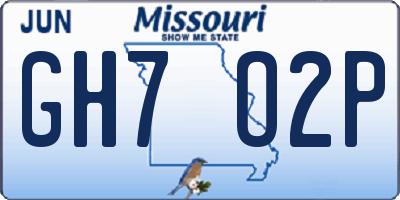 MO license plate GH7O2P