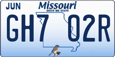 MO license plate GH7O2R