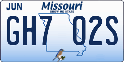 MO license plate GH7O2S