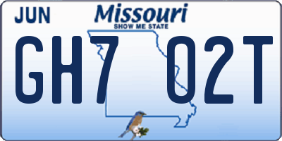 MO license plate GH7O2T