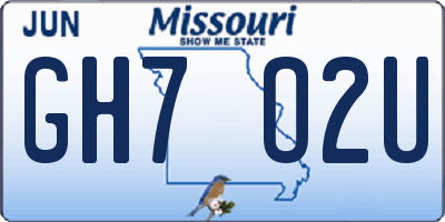 MO license plate GH7O2U