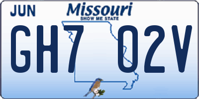 MO license plate GH7O2V