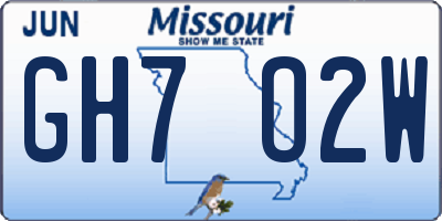 MO license plate GH7O2W