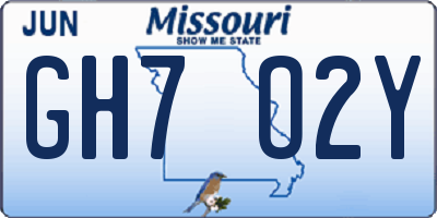 MO license plate GH7O2Y