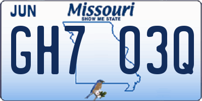 MO license plate GH7O3Q
