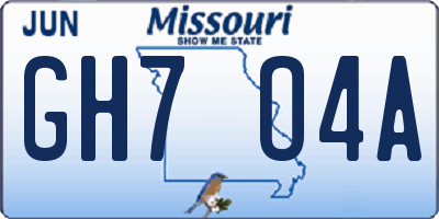 MO license plate GH7O4A