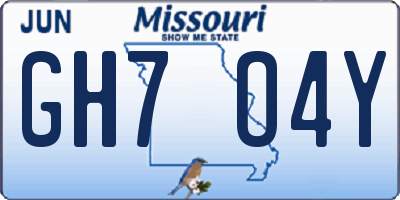 MO license plate GH7O4Y