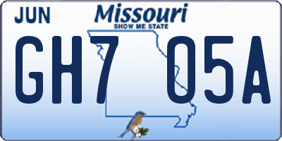 MO license plate GH7O5A