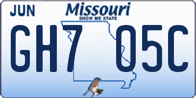 MO license plate GH7O5C