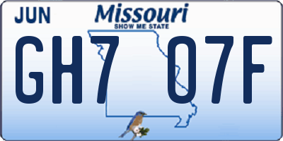 MO license plate GH7O7F