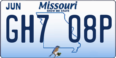MO license plate GH7O8P