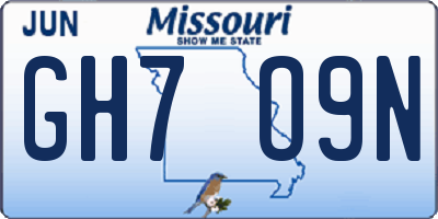 MO license plate GH7O9N