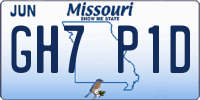 MO license plate GH7P1D