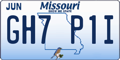 MO license plate GH7P1I