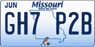 MO license plate GH7P2B