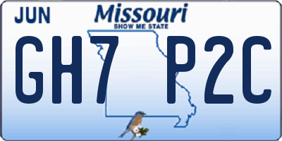 MO license plate GH7P2C