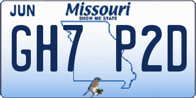 MO license plate GH7P2D