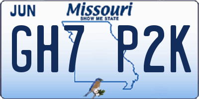 MO license plate GH7P2K