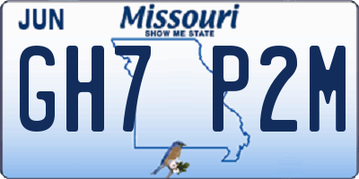 MO license plate GH7P2M