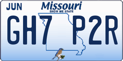 MO license plate GH7P2R