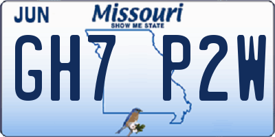 MO license plate GH7P2W
